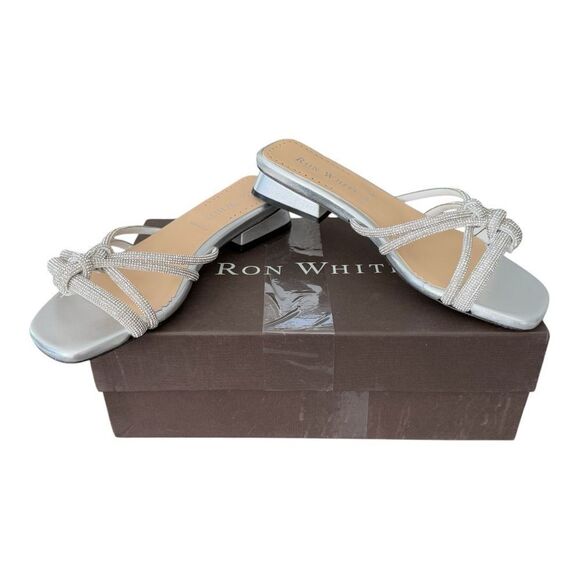 Ron White Brogan Crystal Embellished Leather Dress Slide Sandal Women U.S. 8 - Picture 1 of 16